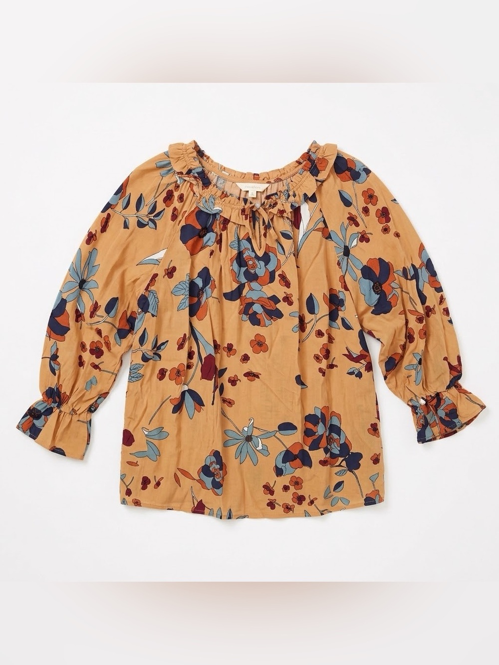 New Easel Floral Blouse Small Oversized Flowy 70s Boho Western Cottagecore